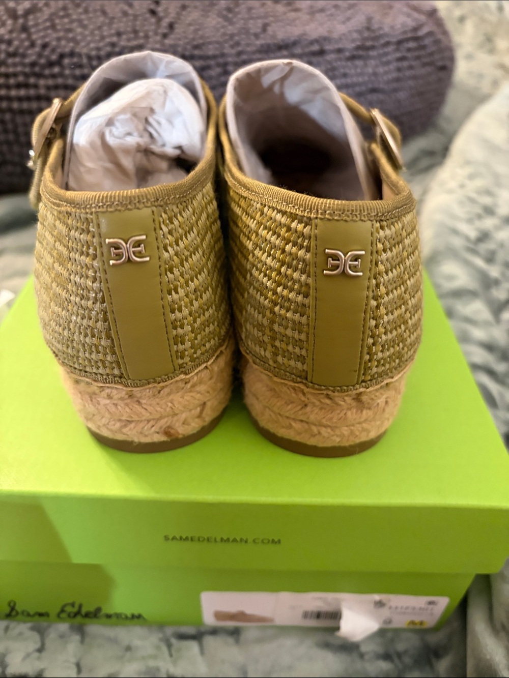 Sam Edelman Olive Green Mary Jane Espadrille Flats, NWT - Picture 3 of 6